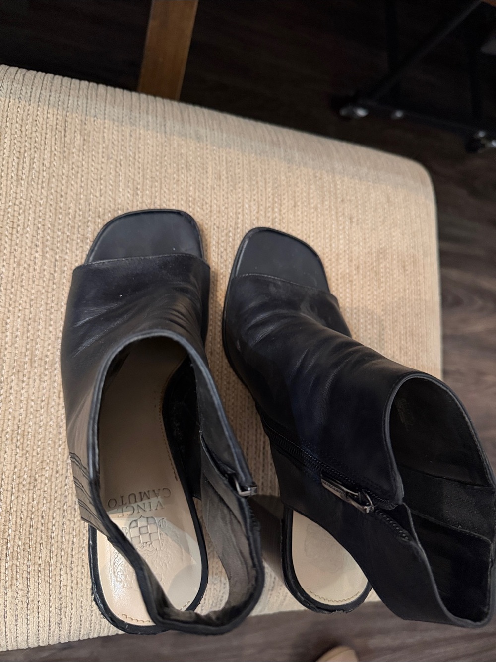 Vince Camuto Black Open-Toe Mule Heels